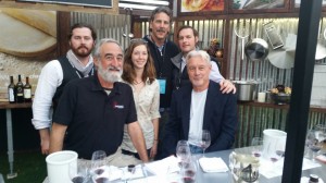 Merlot Seminar at #NVFF2014  (Clockwise from bottom left): Winemaker Tom Rinaldi, Provenance & Hewitt Wines; Sean Quinn, Wine Program Manager of #NVFF2014; Winemaker Chris Carpenter, La Jota & Cardinale Wines; Chris Sawyer (me); Wine Writer Jim Laube, Wine Spectator; and Hailey Trefethen, Trefethen Winery.