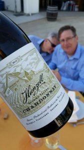 Fabulous new offering of the 2013 Estate Chardonnay from famed Hanzell Vineyards in Sonoma Valley, with Hanzel winemaker Mike McNeill and David Paige of Adelsheim Vineyards in the background.